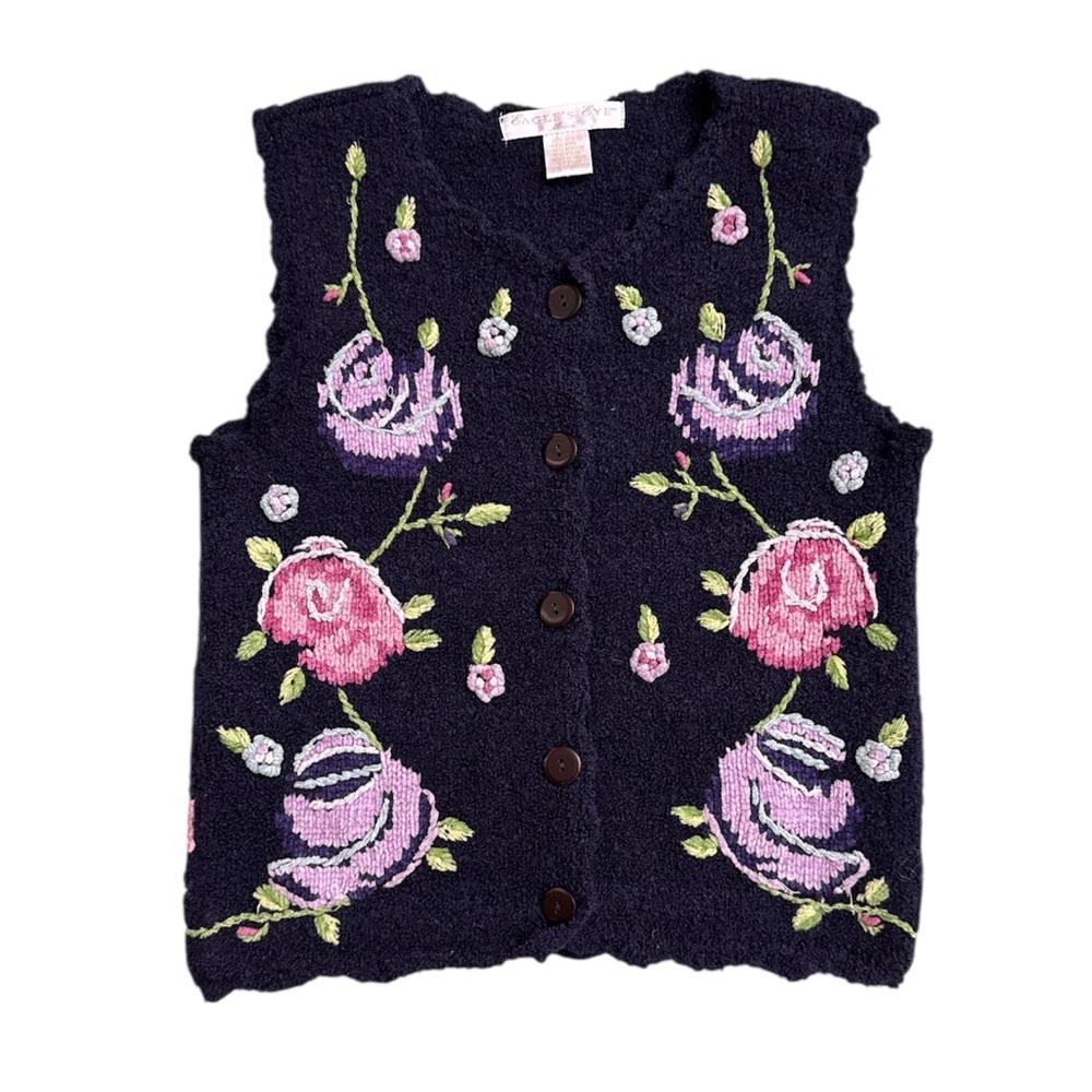 Eagle Eye Vintage Floral Embroidered Button-Up Vest 90’s